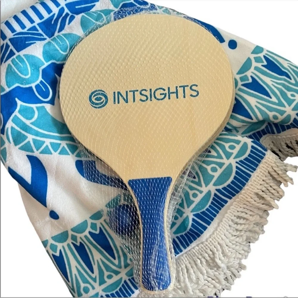 Mandala Round Fringe Towel, Paddle Racquets and Cooler